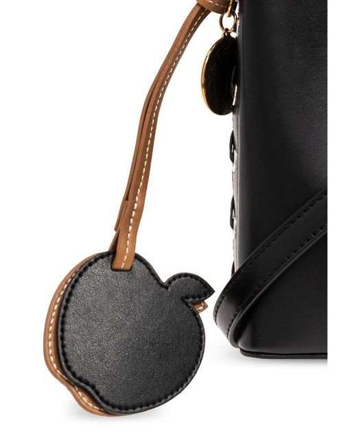 Stella McCartney Black Frayme Logo-charm Bucket Bag