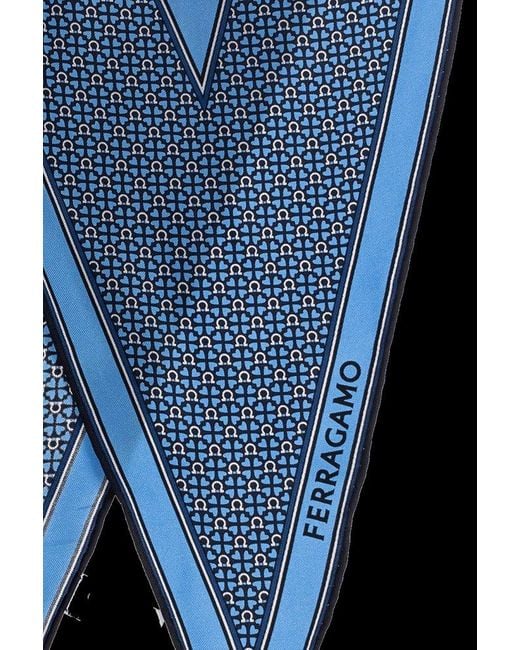 Ferragamo Black Gancini Patterned Neckerchief for men