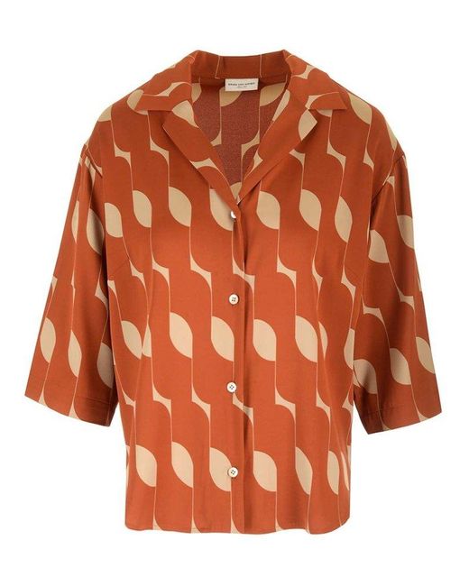 Dries Van Noten Orange Stretch Silk Shirt