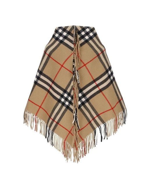 Burberry Brown Checked Wool Cape