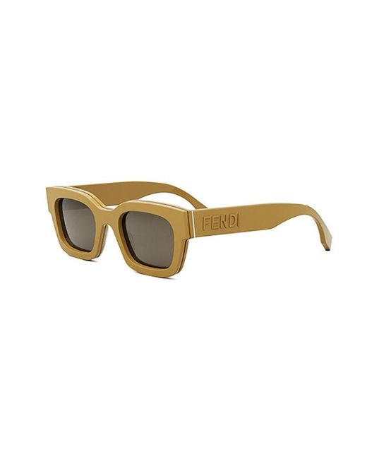 Fendi Yellow Rectangular Frame Sunglasses