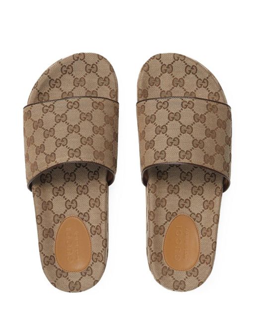 beige gucci slides
