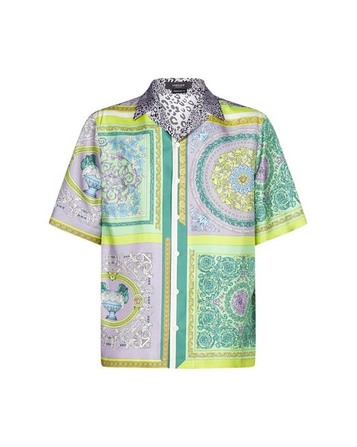 Versace Multicolor Barocco Mosaic Print Short-sleeve Shirt for men