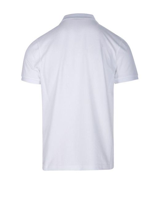 Moncler White Logo Patch Short-sleeved Polo Shirt for men