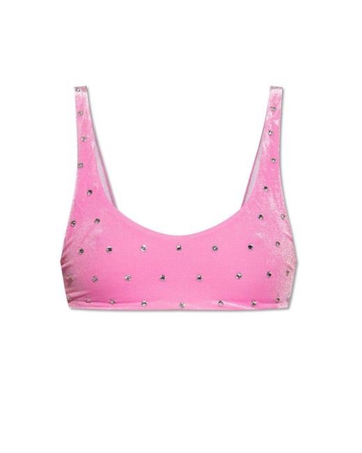 DSquared² Pink Embellished Swimsuit Top