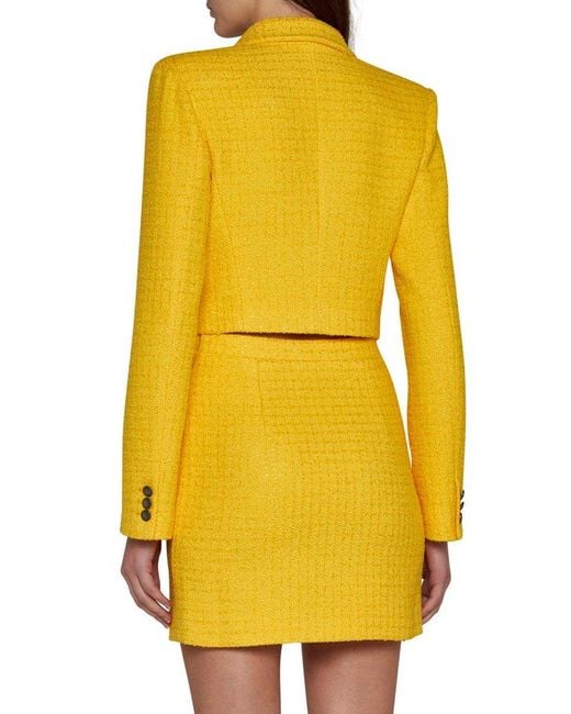 Alessandra Rich Yellow Single-breasted Cropped Jacket