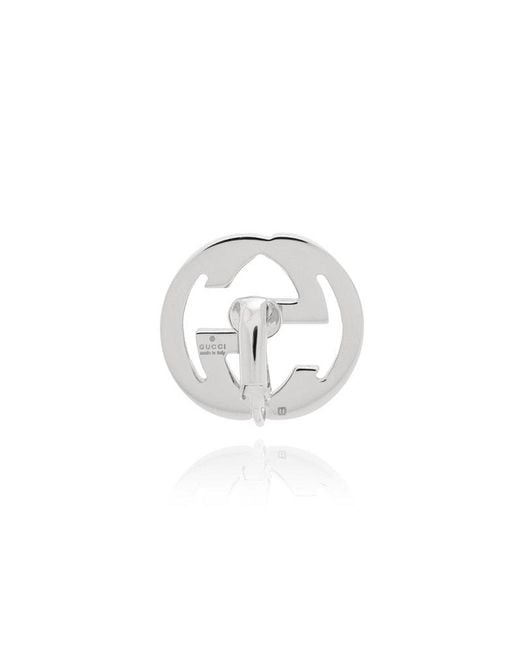 Gucci White Mono Clip-on Earring With Logo