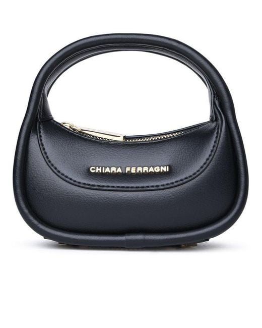 Chiara Ferragni Blue Logo Lettering Top Handle Bag