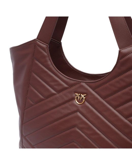 Pinko Red Leather Puzzle Tote Bag