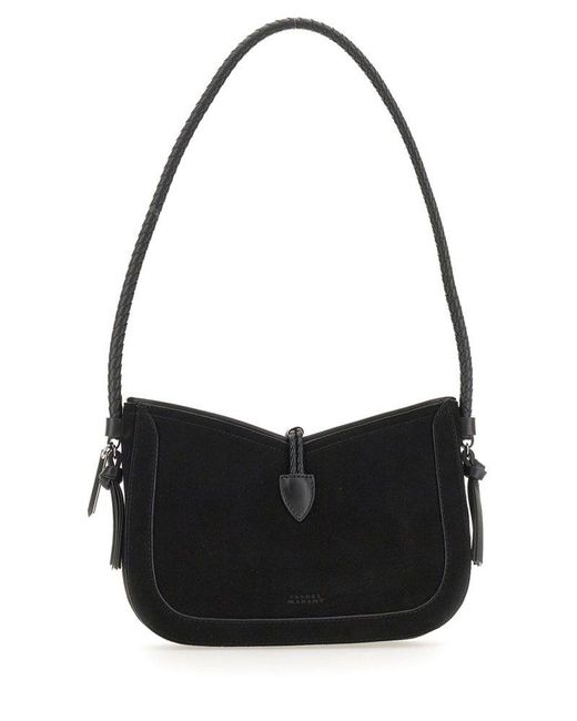 Isabel Marant Black Logo Embossed Embellished Shoulder Bag
