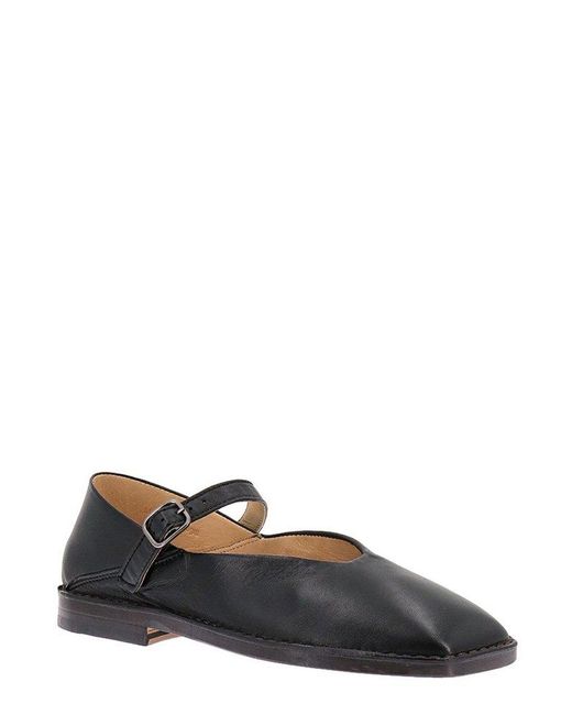 Lemaire Black Buckled Square Toe Shoes
