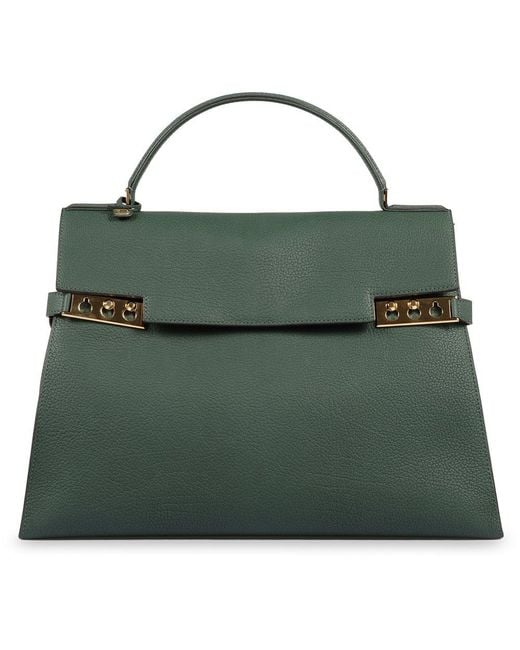 Delvaux Green Tempete Xl Pebbled Tote