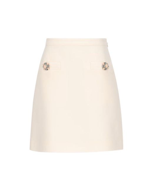 Valentino White Button Embellished A-Line Mini Skirt