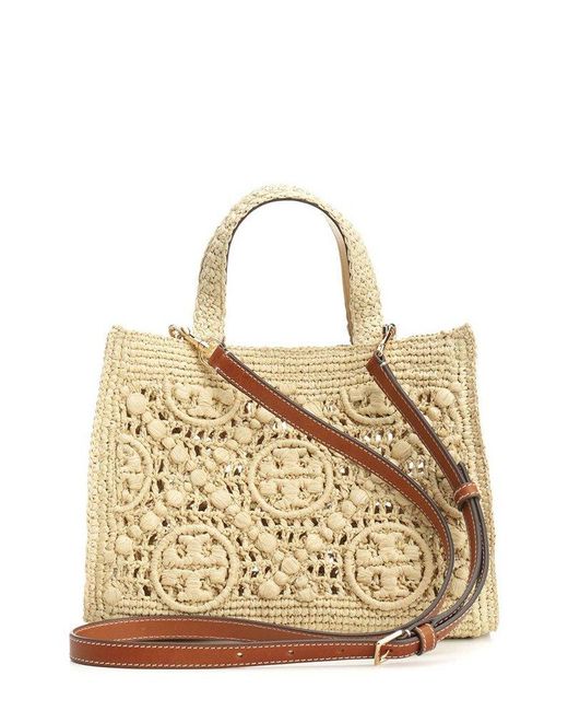 Tory Burch Metallic T Monogram Top-Handle Tote Bag