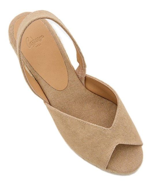 Castaner Natural Brisa Slingback Peep Toe Wedge Espadrilles
