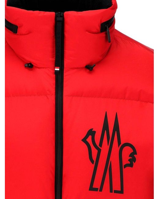 3 MONCLER GRENOBLE Red Logo Printed Padded Jacket for men
