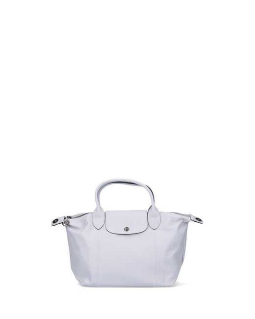 Longchamp Gray Le Pliage Cuir Top Handle Bag