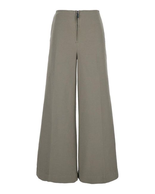 Totême  Gray Wide Pants With Zip Closure