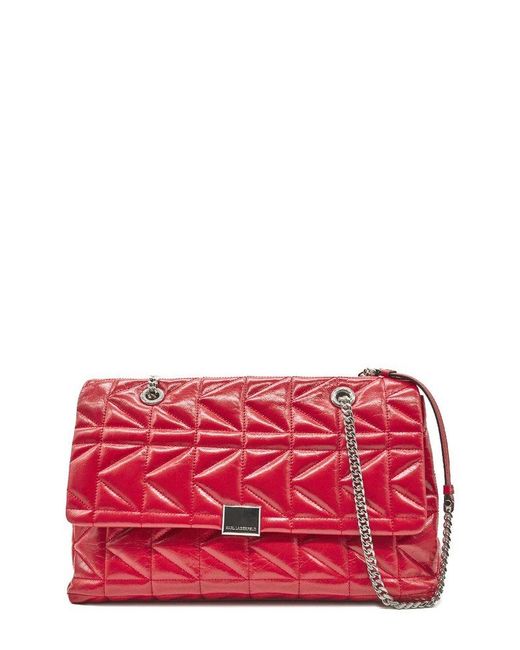 Karl Lagerfeld Red K/Kuilt Shiny Large Shoulder Bag