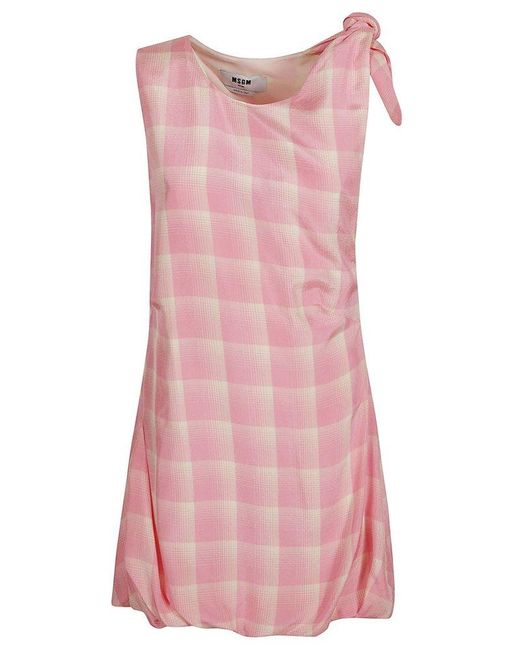 MSGM Pink Checked Print Dress
