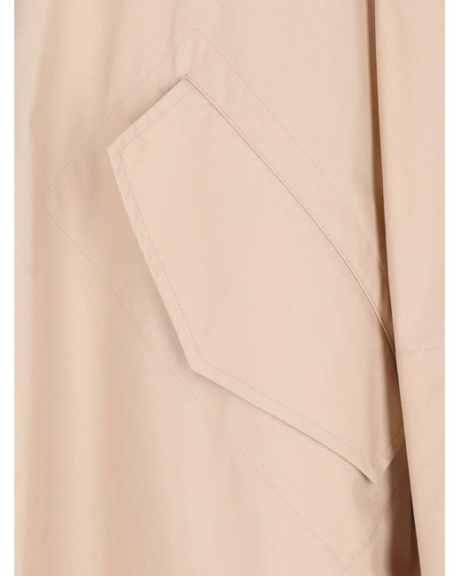 Jil Sander Natural Logo Printed Drawstring Coat