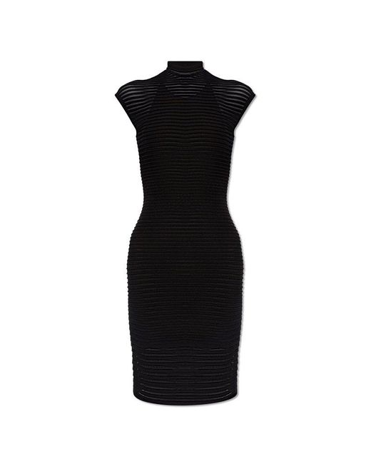 Alaïa Black Striped Back Cut Dress