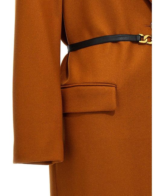 Twin Set Brown Single Breast Belted Coat
