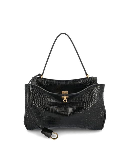 Balenciaga Black Rodeo Embossed Medium Handbag