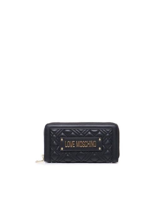 Love Moschino Black Quilted Zip Around Wallet