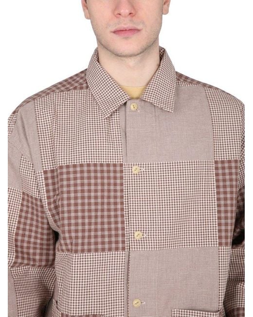YMC Natural Pj Checked Buttoned Straight Hem Shirt for men