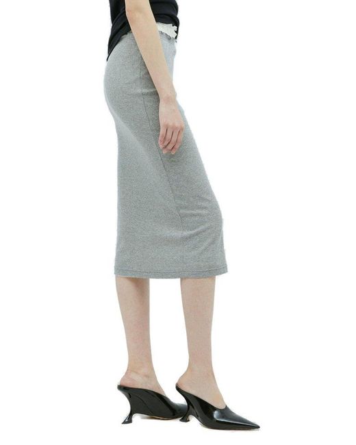 Jil Sander Gray Logo-embroidered Layered Midi Skirt