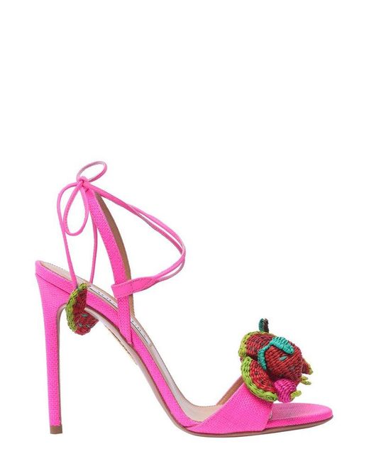 Aquazzura Pink Strawberry Punch Ankle Strap Sandals
