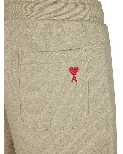 AMI Gray Logo Embroidered Drawstring Waist Knit Shorts for men