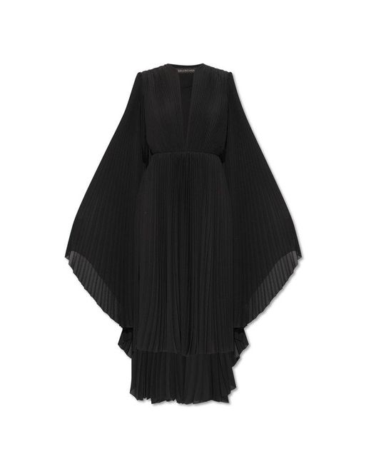 Balenciaga Black Pleated Maxi Dress