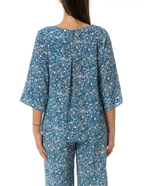 Weekend by Maxmara Blue Ginnico All-Over Patterned Top