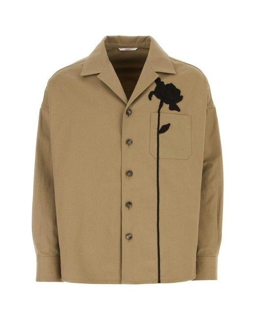 Valentino Brown Floral Detailed Buttoned Shirt for men