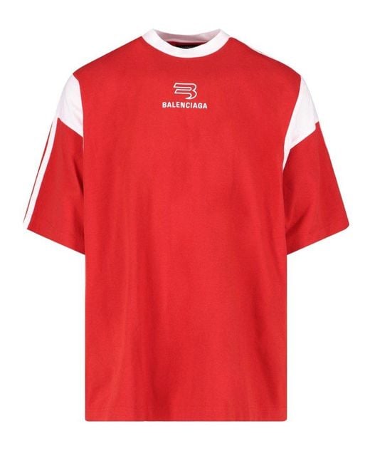 balenciaga red logo t shirt