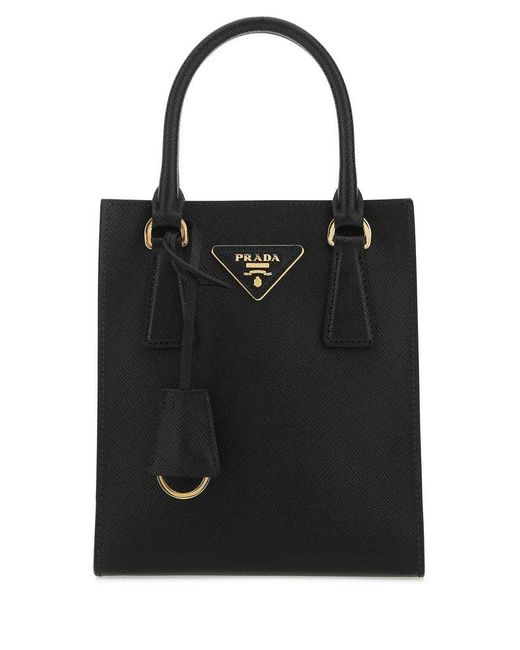 Prada Black Saffiano Logo Handbag