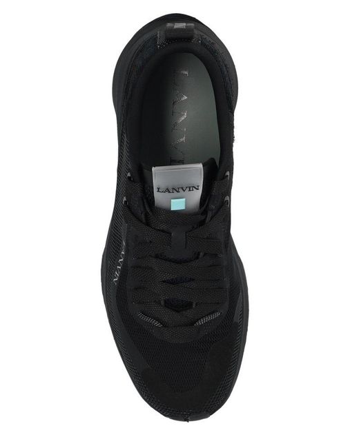 Lanvin Black Lace-up Mesh Sneakers for men