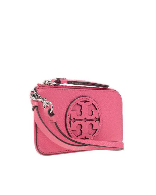 Tory Burch Pink Card Holder With Strap
