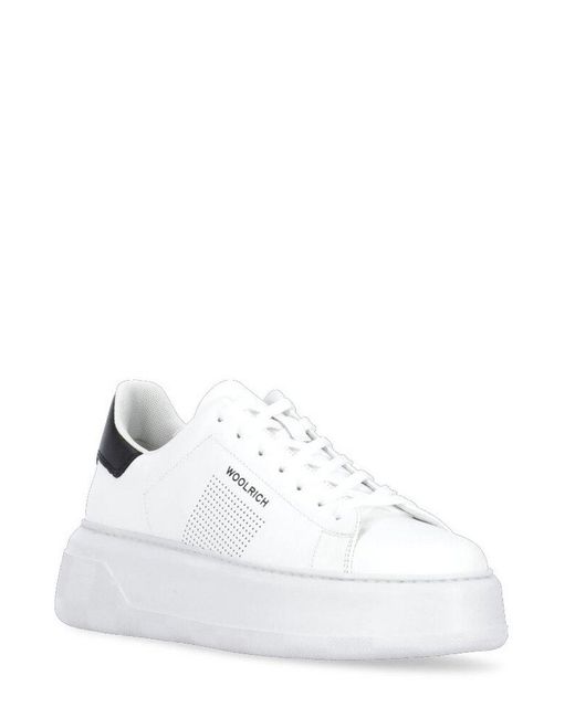 Woolrich White Driller Chunky Court Platform Sneakers