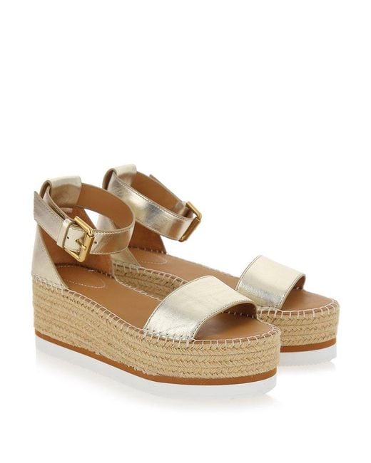 See By Chloé Natural Glyn Buckle Strap Platform Sandals