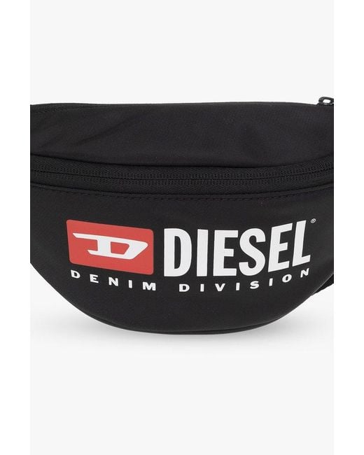 DIESEL Black Rinke Logo Printed Belt Bag