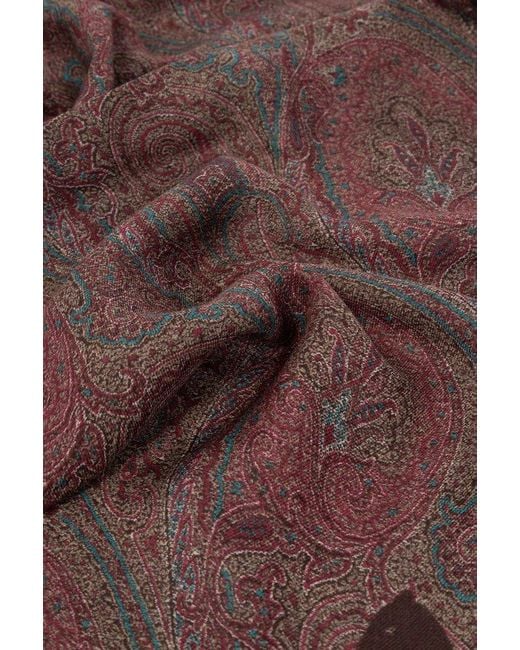 Etro Brown Scarf With Paisley Motif