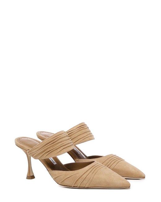 Manolo Blahnik Natural Circeamu Pointed Toe Pumps