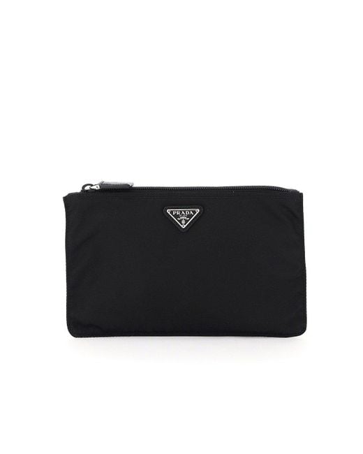 Prada Nylon Clutch Bag Small Black in Nylon - US
