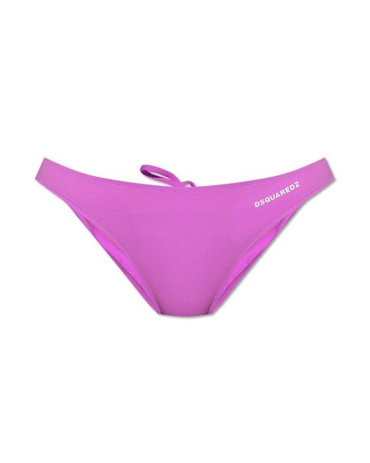 DSquared² Purple Logo Printed Swim Bottoms