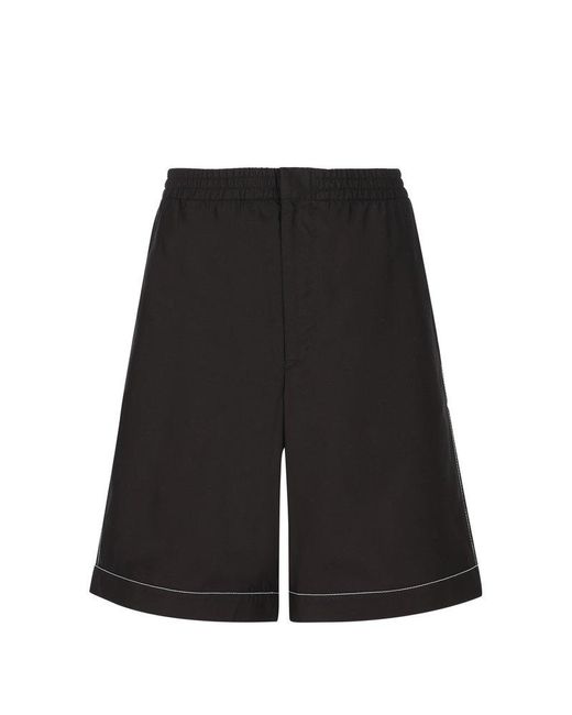 Prada Black Logo Printed Pocket Detailed Shorts for men