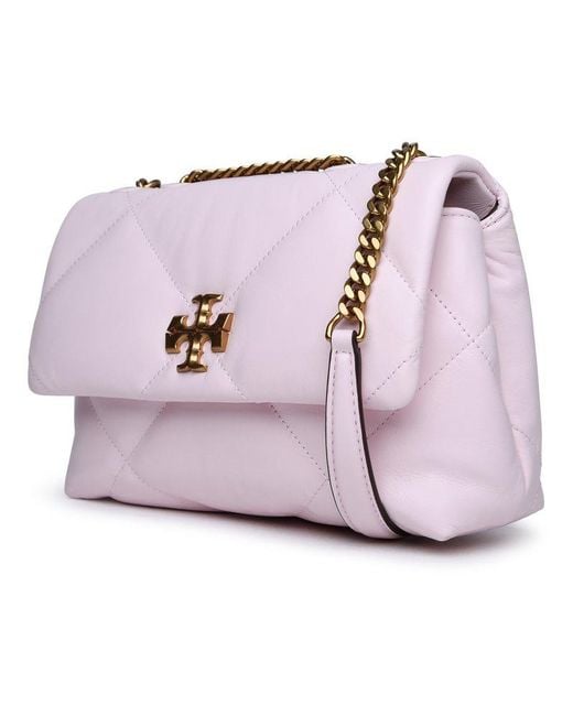 Tory Burch Small Kira Diamond Quilt Pink Leather Bag