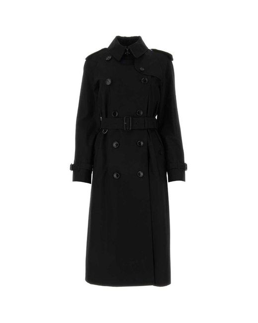 Burberry Waterloo Heritage Double Breasted Trench Coat in Black | Lyst